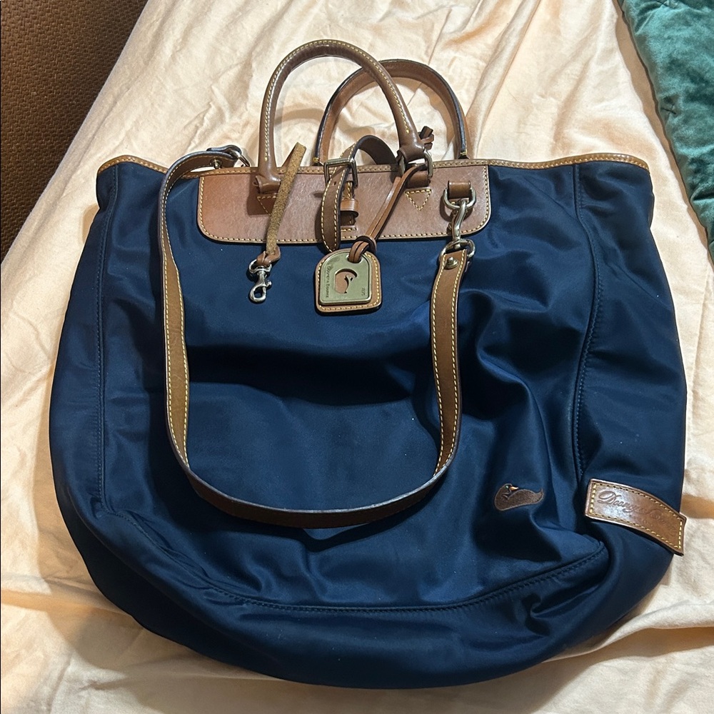 Dooney & Bourke Blue and Brown Tote VINTAGE